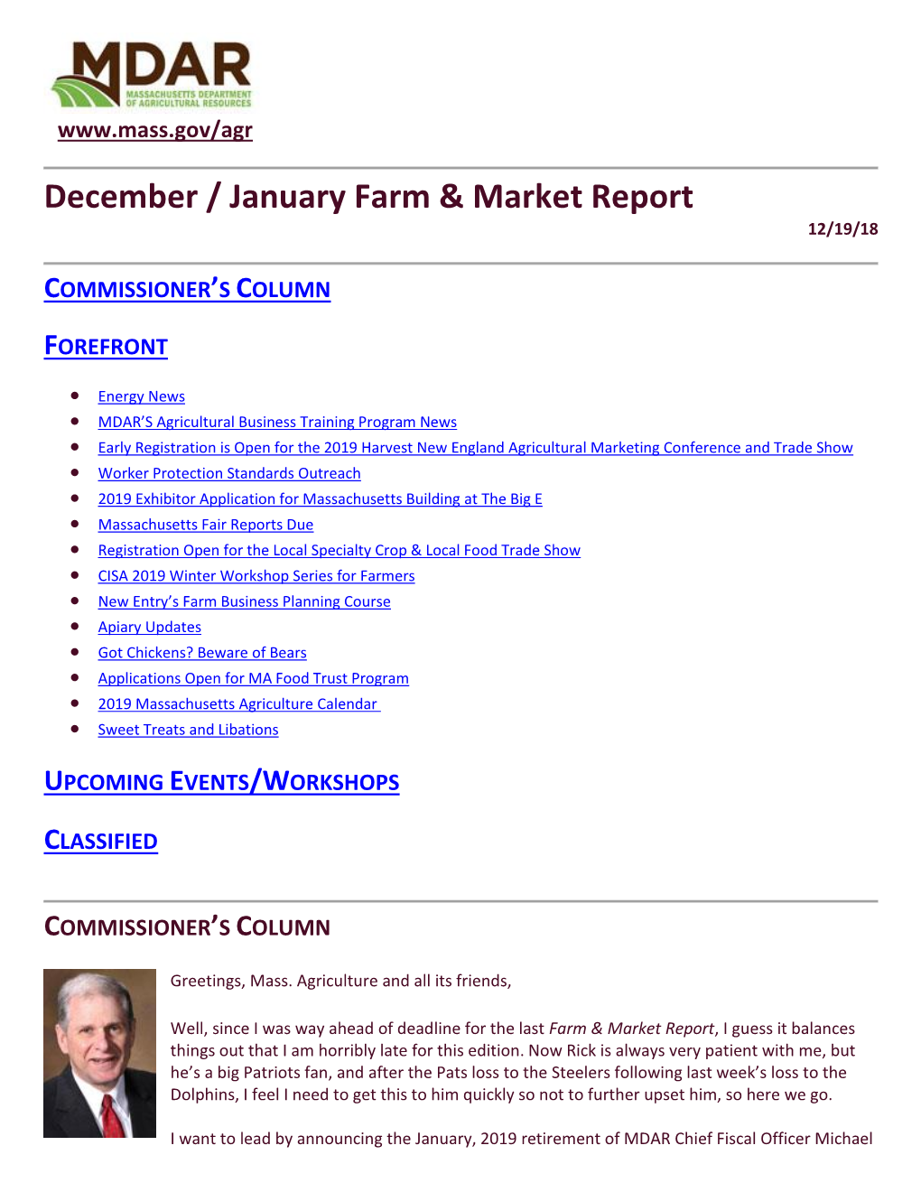 December / January Farm & Market Report