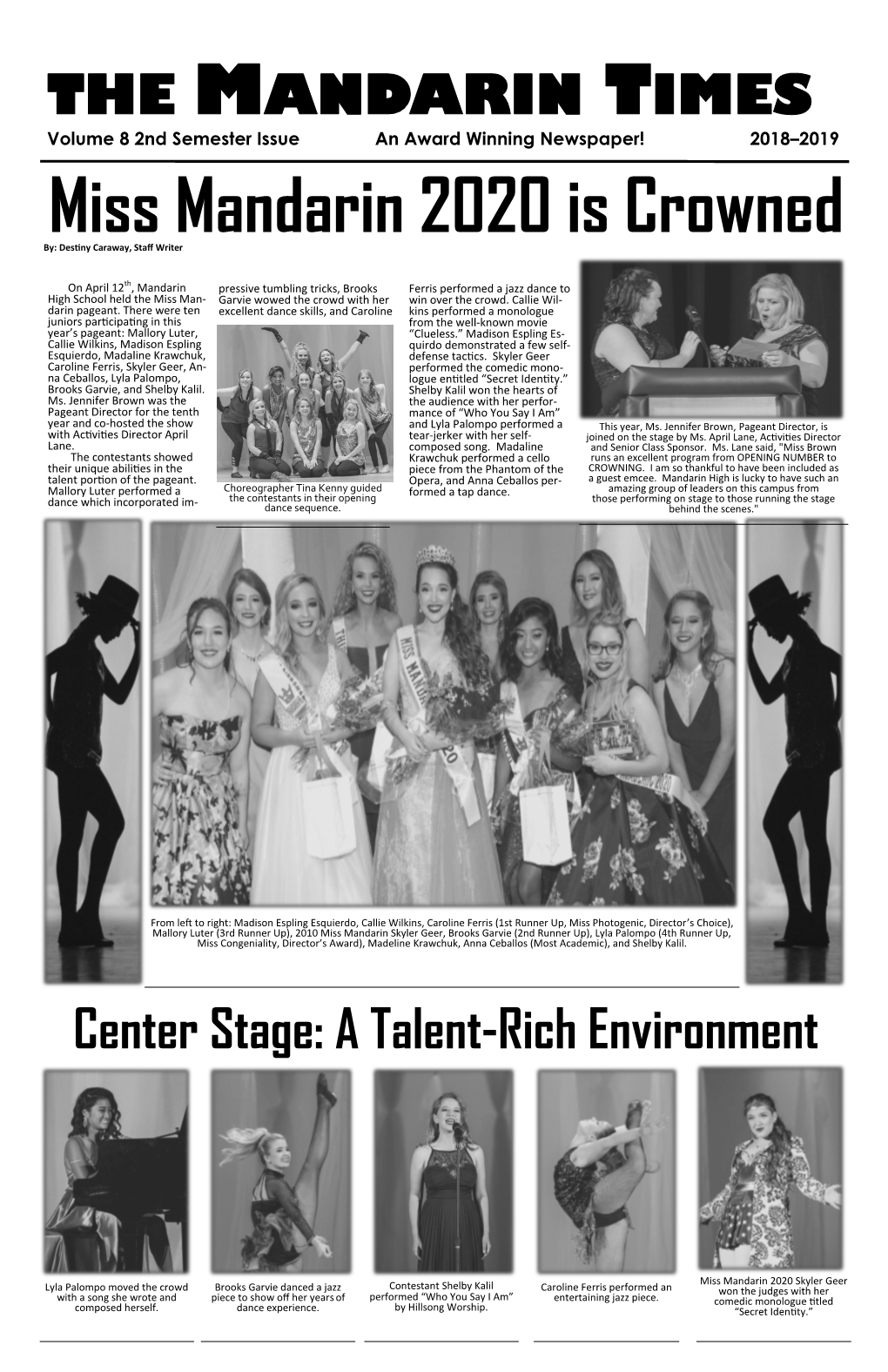 Miss Mandarin 2020 Is Crowned By: Destiny Caraway, Staff Writer