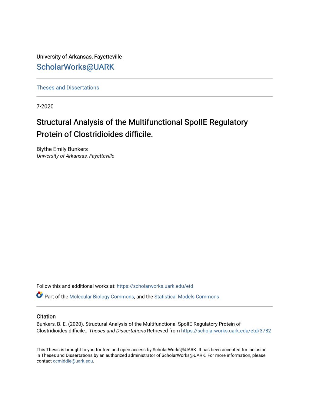 Structural Analysis of the Multifunctional Spoiie Regulatory Protein of Clostridioides Difficile