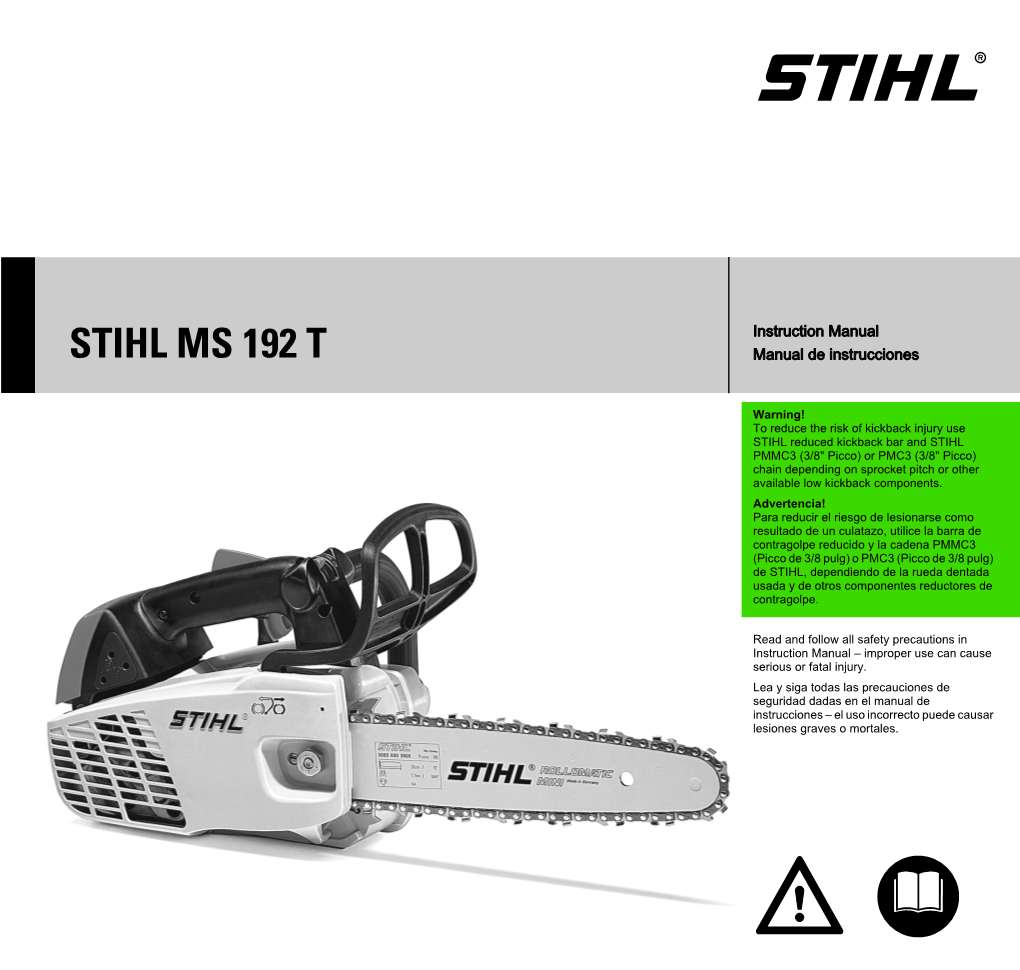 STIHL MS 192 T/TC Arborist Chain Saw Instruction Manual | STIHL