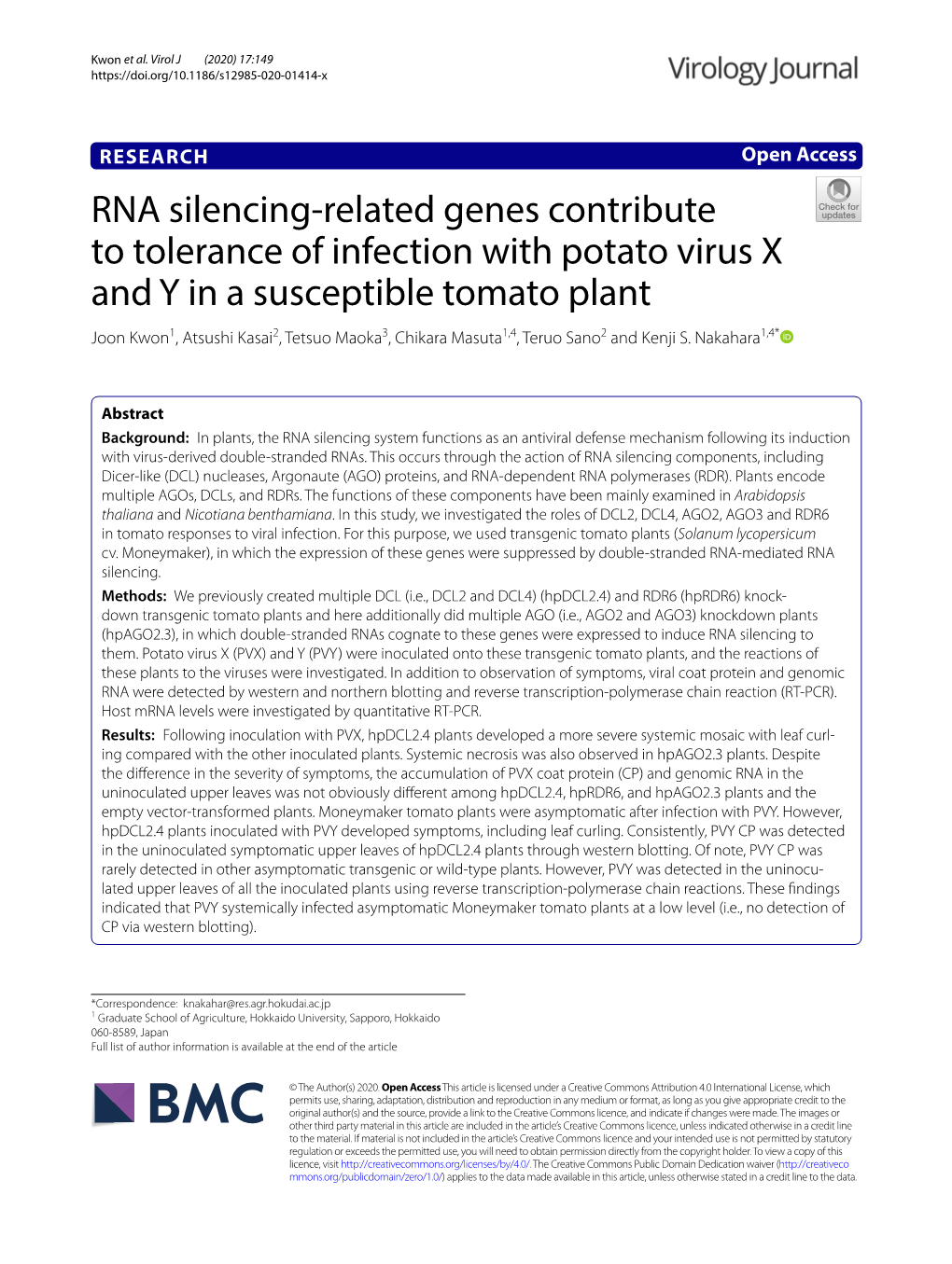 RNA Silencing-Related Genes Contribute to Tolerance of Infection