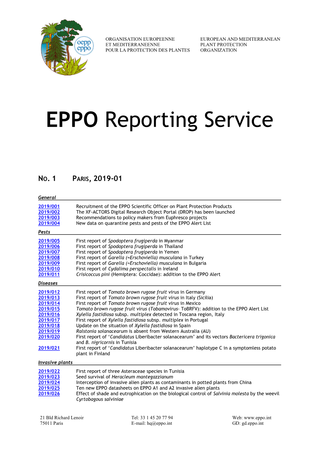 EPPO Reporting Service