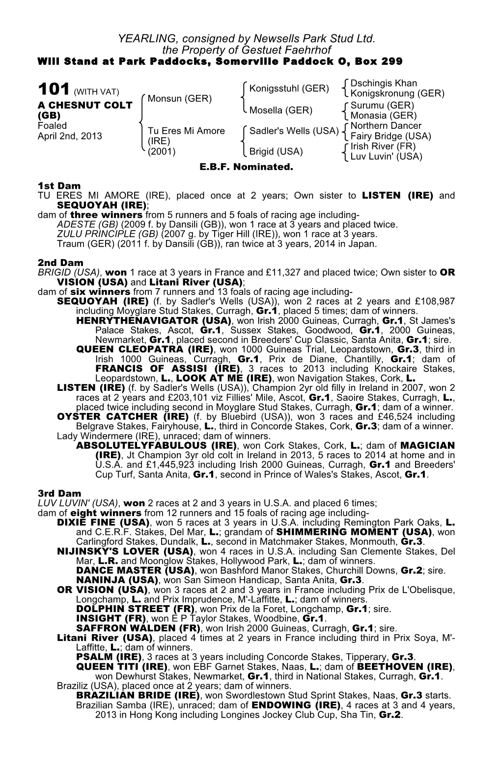 YEARLING, Consigned by Newsells Park Stud Ltd. the Property of Gestuet Faehrhof Will Stand at Park Paddocks, Somerville Paddock O, Box 299