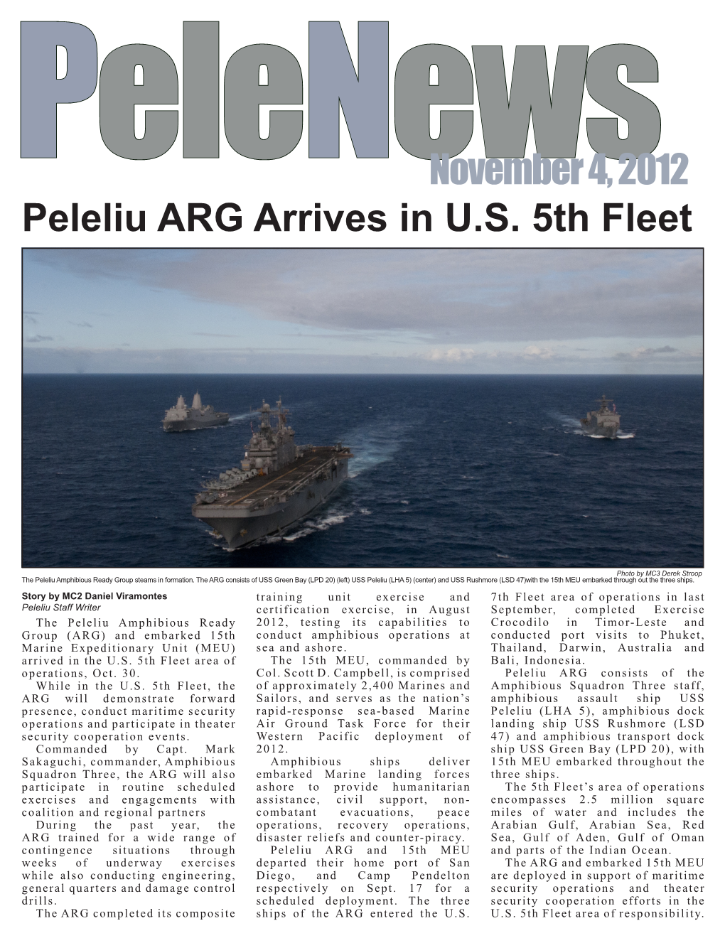 Peleliu ARG Arrives in US 5Th Fleet November 4, 2012