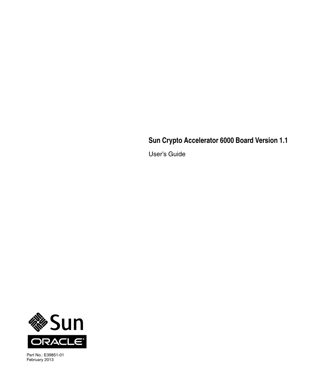 Sun Crypto Accelerator 6000 Board User's Guide for Version
