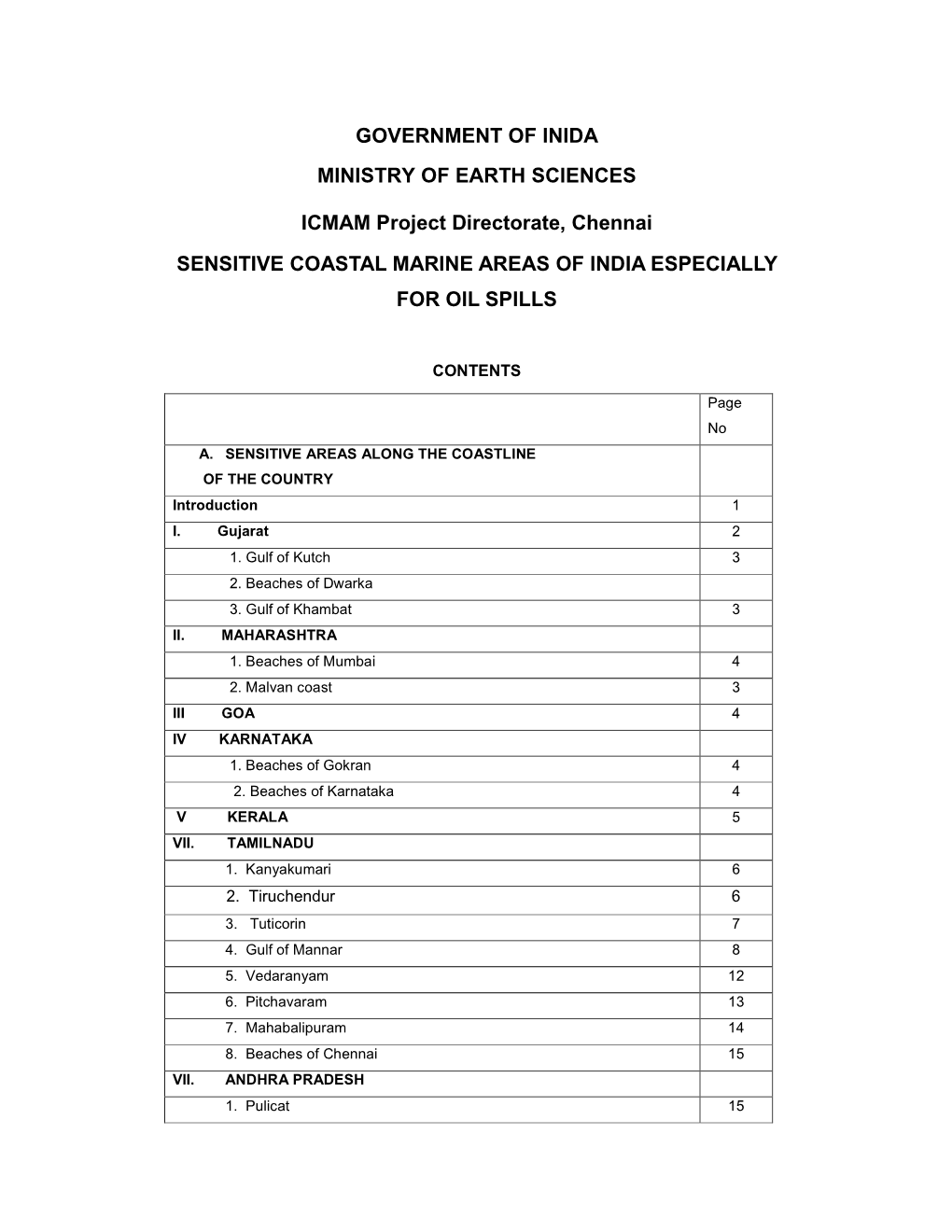 Government of Inida Ministry of Earth Sciences Icmam