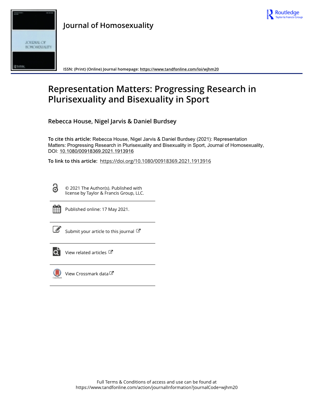 Progressing Research in Plurisexuality and Bisexuality in Sport
