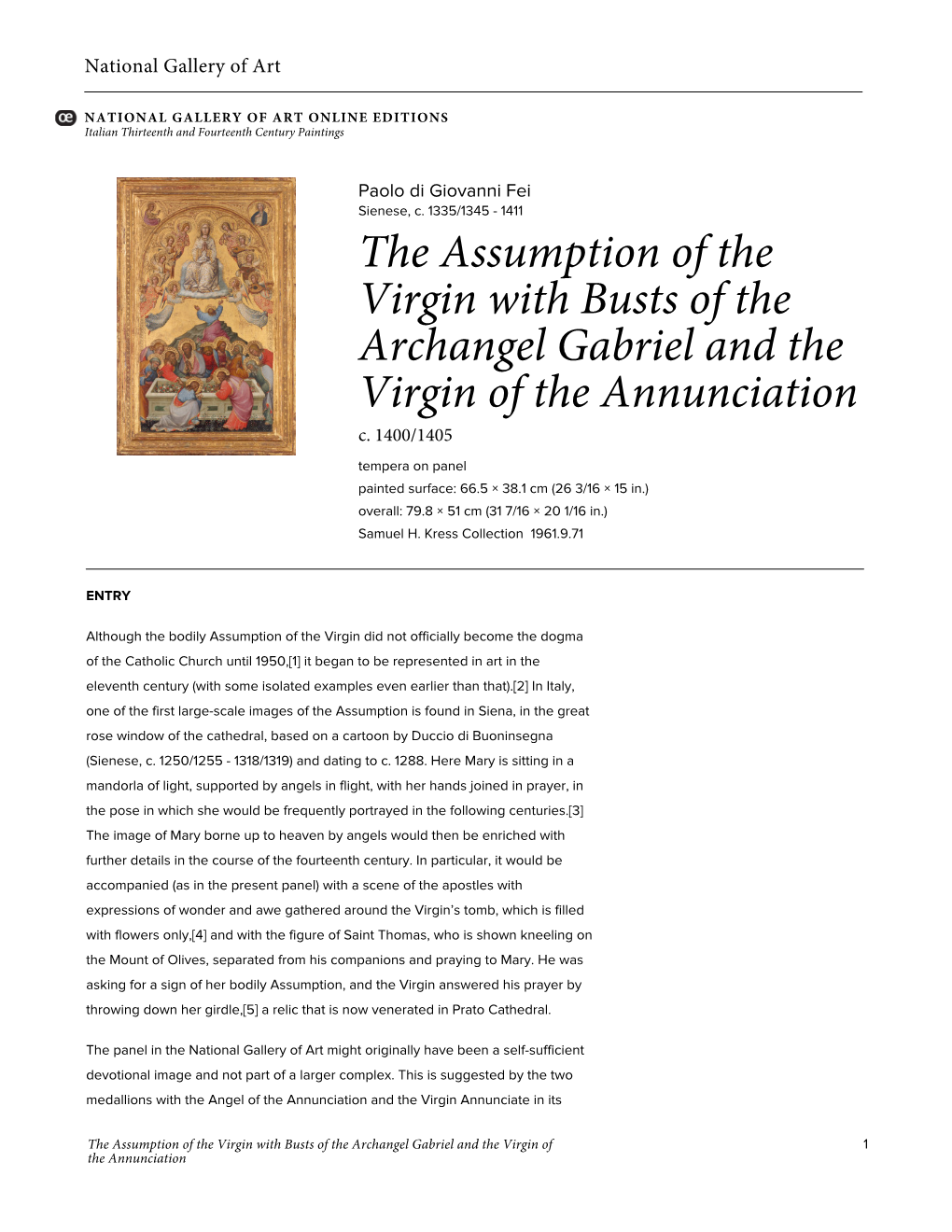 The Assumption of the Virgin with Busts of the Archangel Gabriel and the Virgin of the Annunciation C