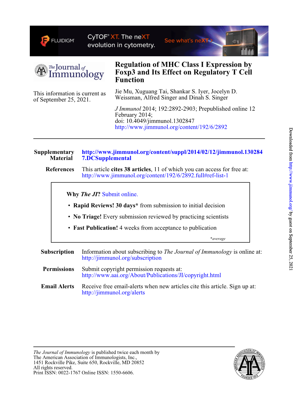 Function Foxp3 and Its Effect on Regulatory T Cell Regulation Of