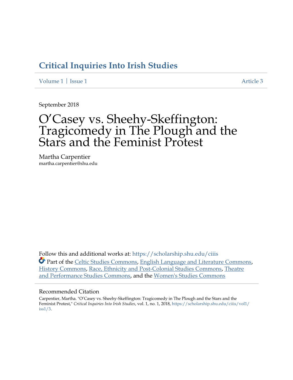 O'casey Vs. Sheehy-Skeffington