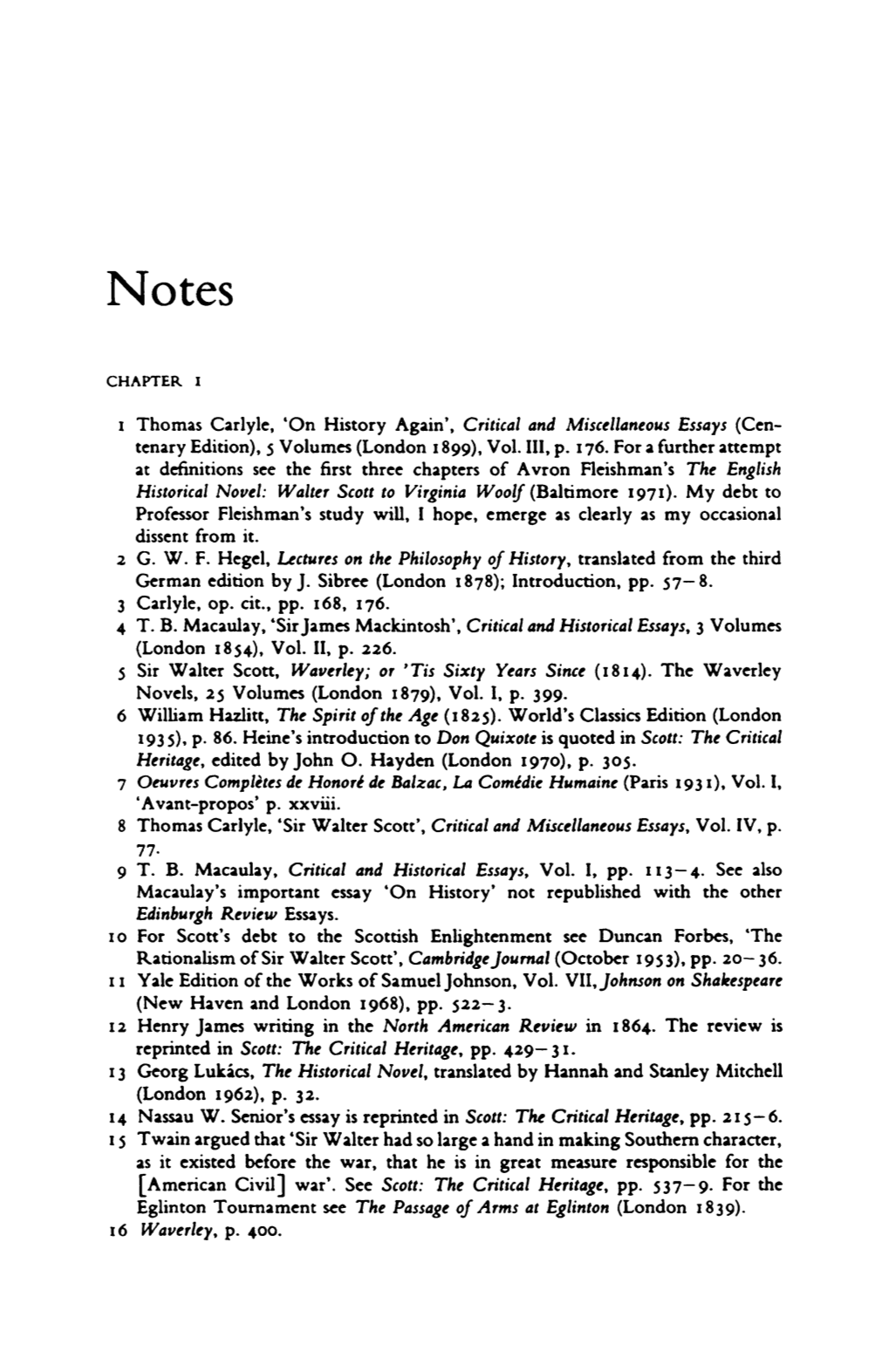 I Thomas Carlyle, 'On History Again', Critical and Miscellaneous Essays (Cen- Tenary Edition), 5 Volumes (London I 899), Vol. II