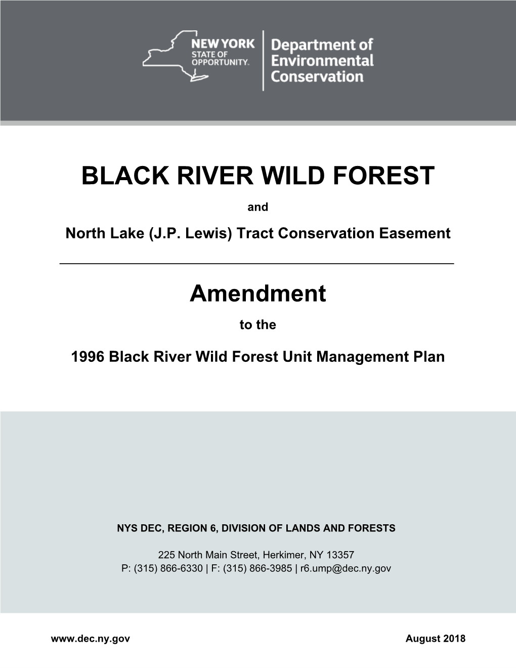 Black River Wild Forest UMP Amendment – August 2018 1