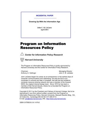 Program on Information Resources Policy