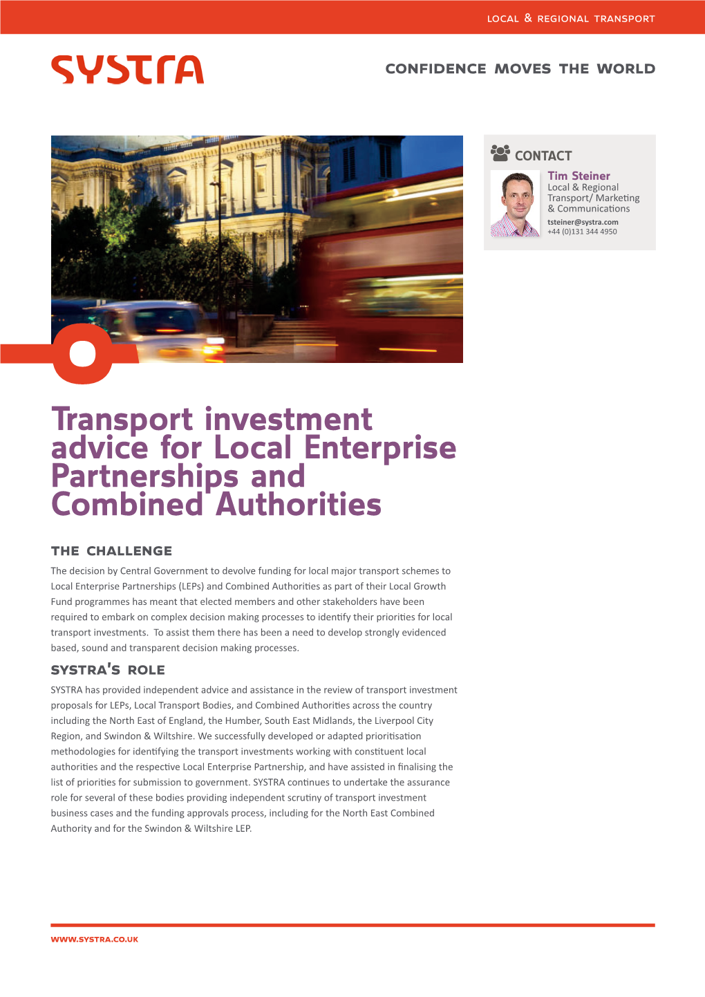 Transport Investment Advice for Local Enterprise Partnerships And