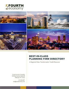 BEST-IN-CLASS PLANNING FIRM DIRECTORY a Regional Cities Transformation Toolkit Resource