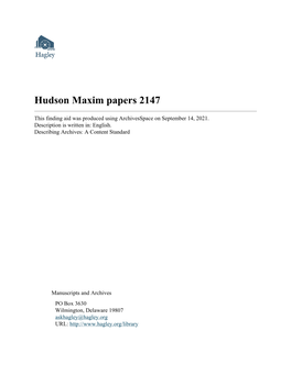 Hudson Maxim Papers 2147