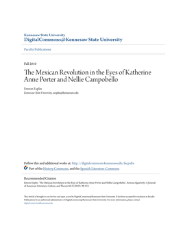 The Mexican Revolution in the Eyes of Katherine Anne Porter and Nellie Campobello