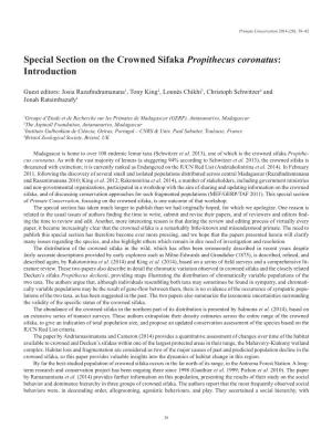 Special Section on the Crowned Sifaka Propithecus Coronatus: Introduction