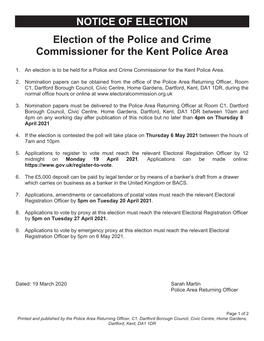 PCC Notice of Election