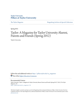 A Magazine for Taylor University Alumni, Parents and Friends (Spring 2012) Taylor University