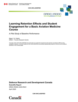 Learning Retention Effects and Student Engagement for a Basic Aviation Medicine Course