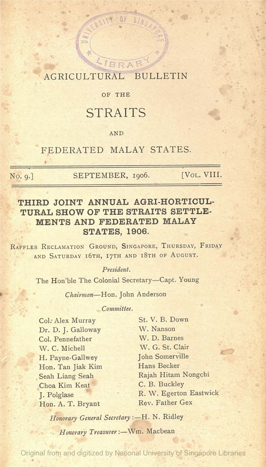 Agricultural Bulletin of the Straits and Federated Malay States