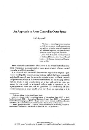 An Approach to Arms Control in Outer Space
