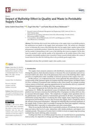 Impact of Bullwhip Effect in Quality and Waste in Perishable Supply Chain