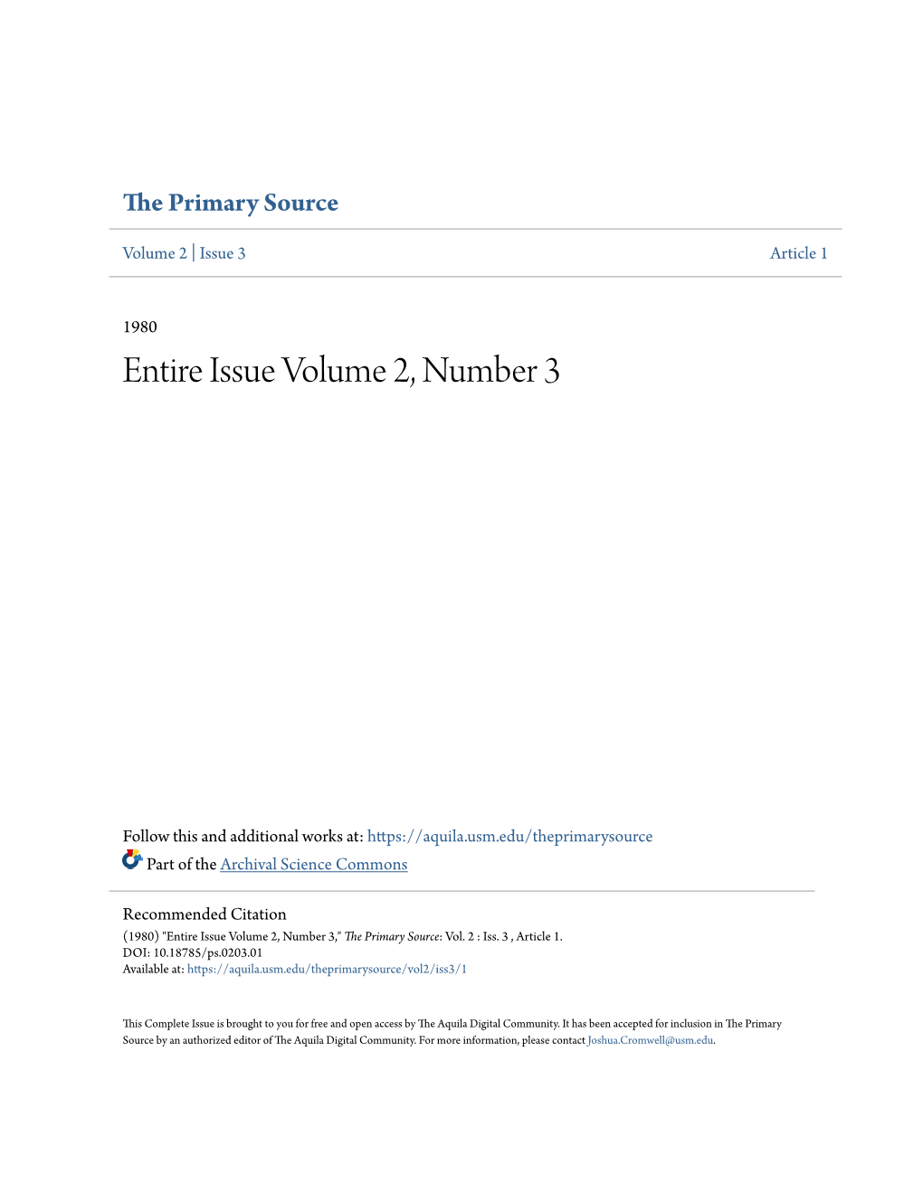 Entire Issue Volume 2, Number 3