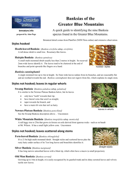 Banksias of the Greater Blue Mountains Field Guide