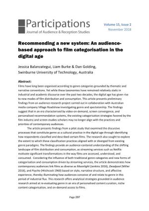 Recommending a New System: an Audience- Based Approach to Film Categorisation in the Digital Age