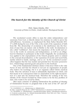 The Search for the Identity of the Church of Christ
