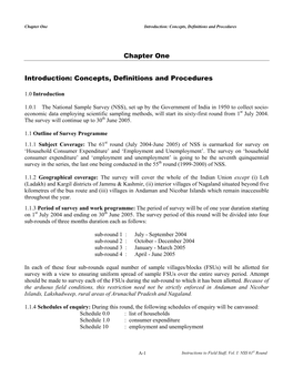 Chapter One Introduction: Concepts, Definitions and Procedures