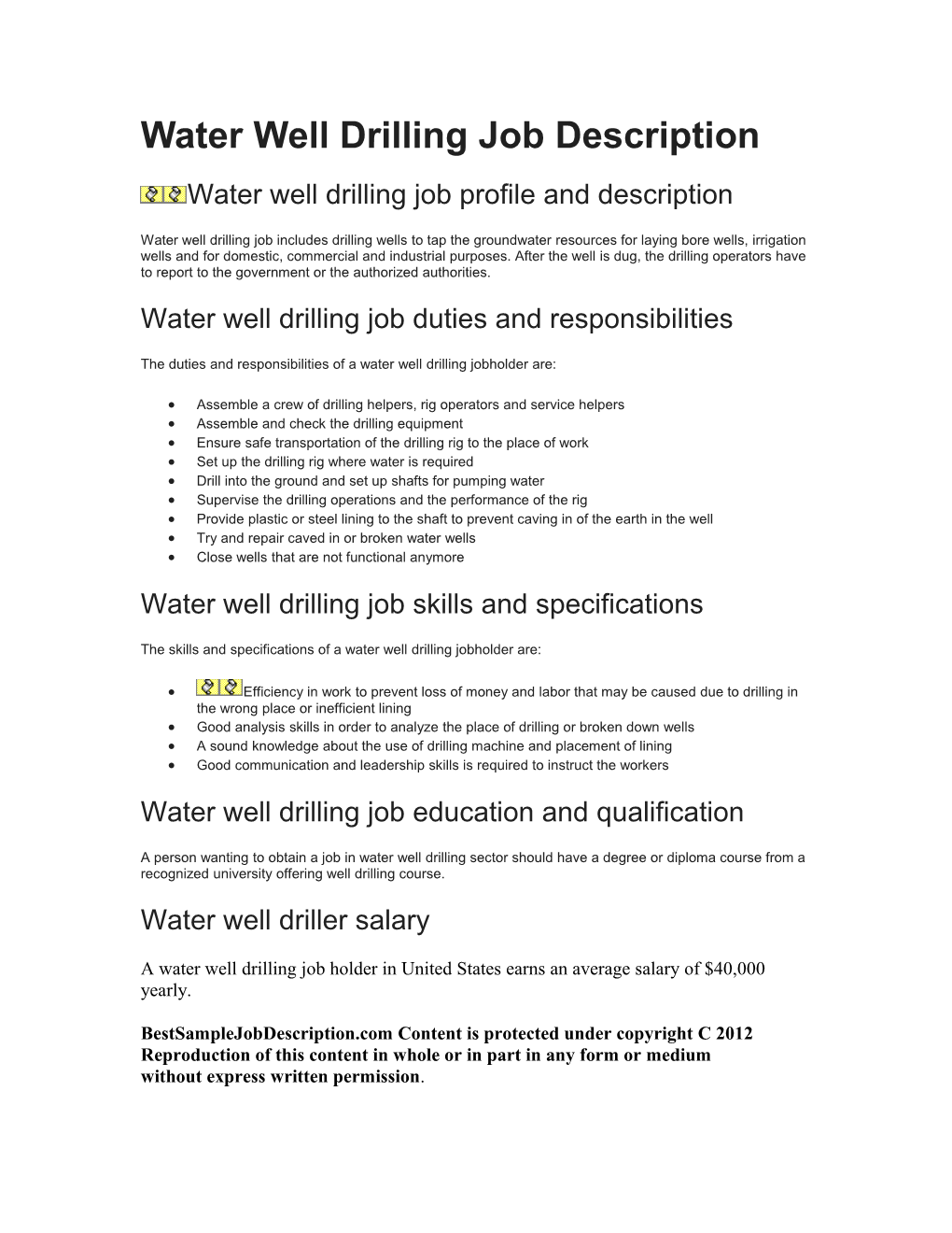 Water Well Drilling Job Profile and Description