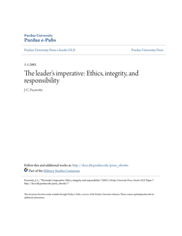 Ethics, Integrity, and Responsibility J