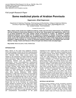 Some Medicinal Plants of Arabian Pennisula