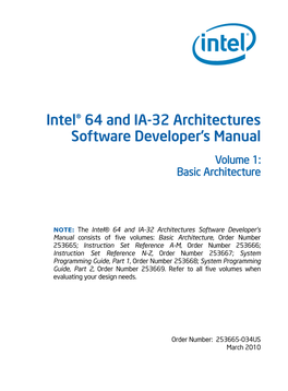 64 and IA-32 Architectures Software Developer's Manual, Volume 1