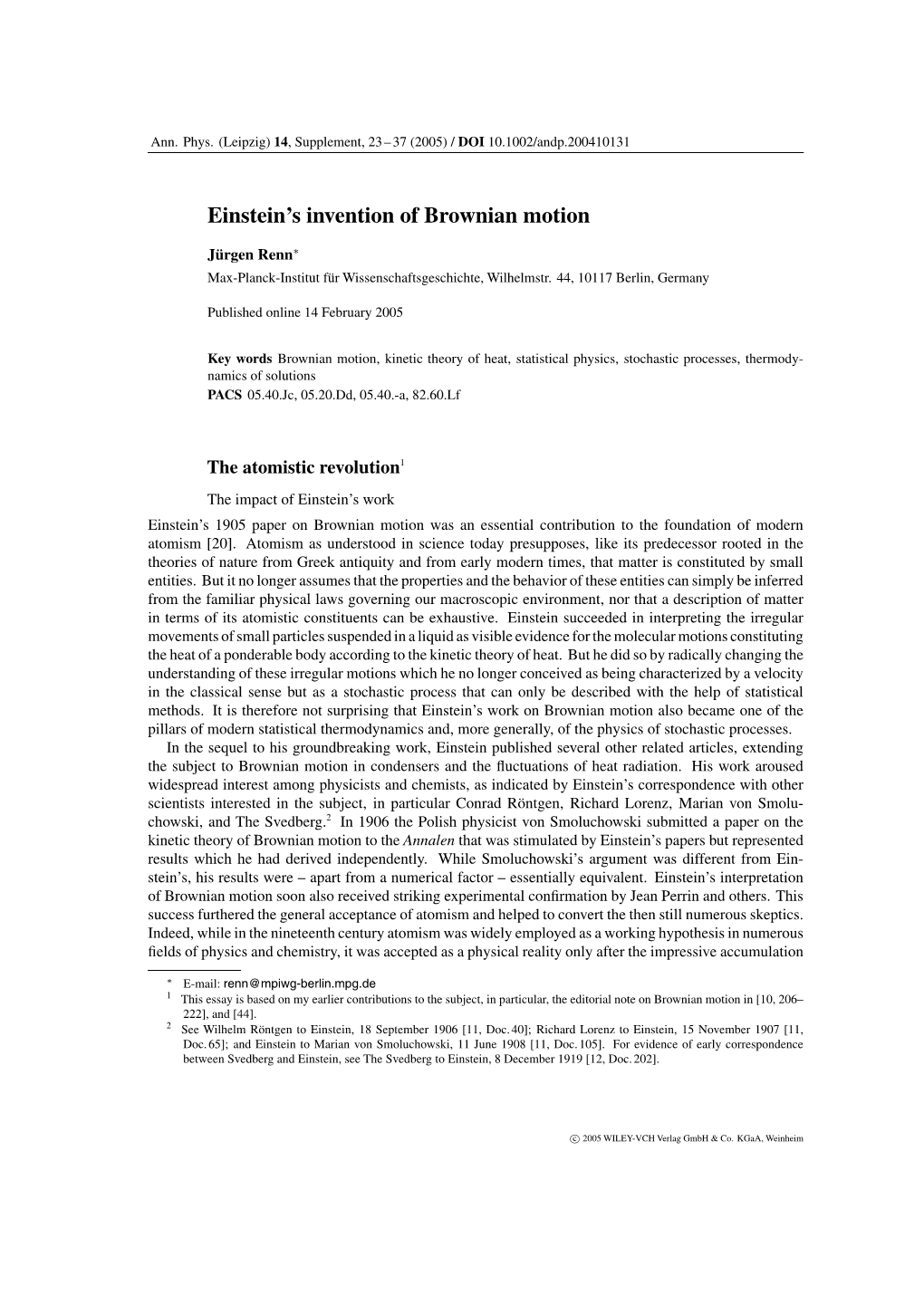 Einstein's Invention of Brownian Motion