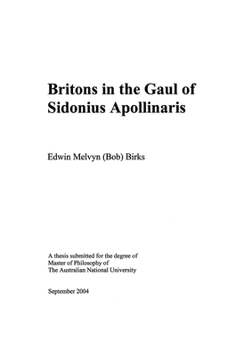Britons in the Gaul of Sidonius Apollinaris