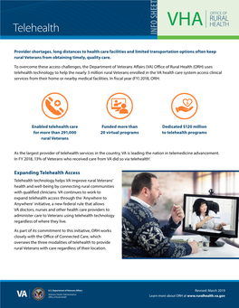 VA Office of Rural Health Telehealth Fact Sheet