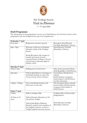 Draft Programme the Information in This Programme Is Correct As of 19Th February