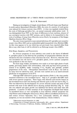 Some Properties of a Virus from Galinsoga Parviflora*