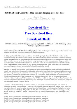 Orianthi (Blue Banner Biographies) Online