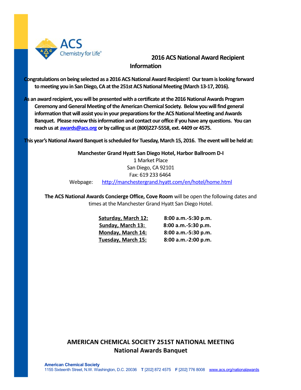 American Chemical Society 251St National Meeting