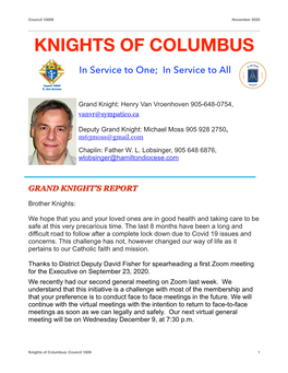 Knights Newsletter November 2020