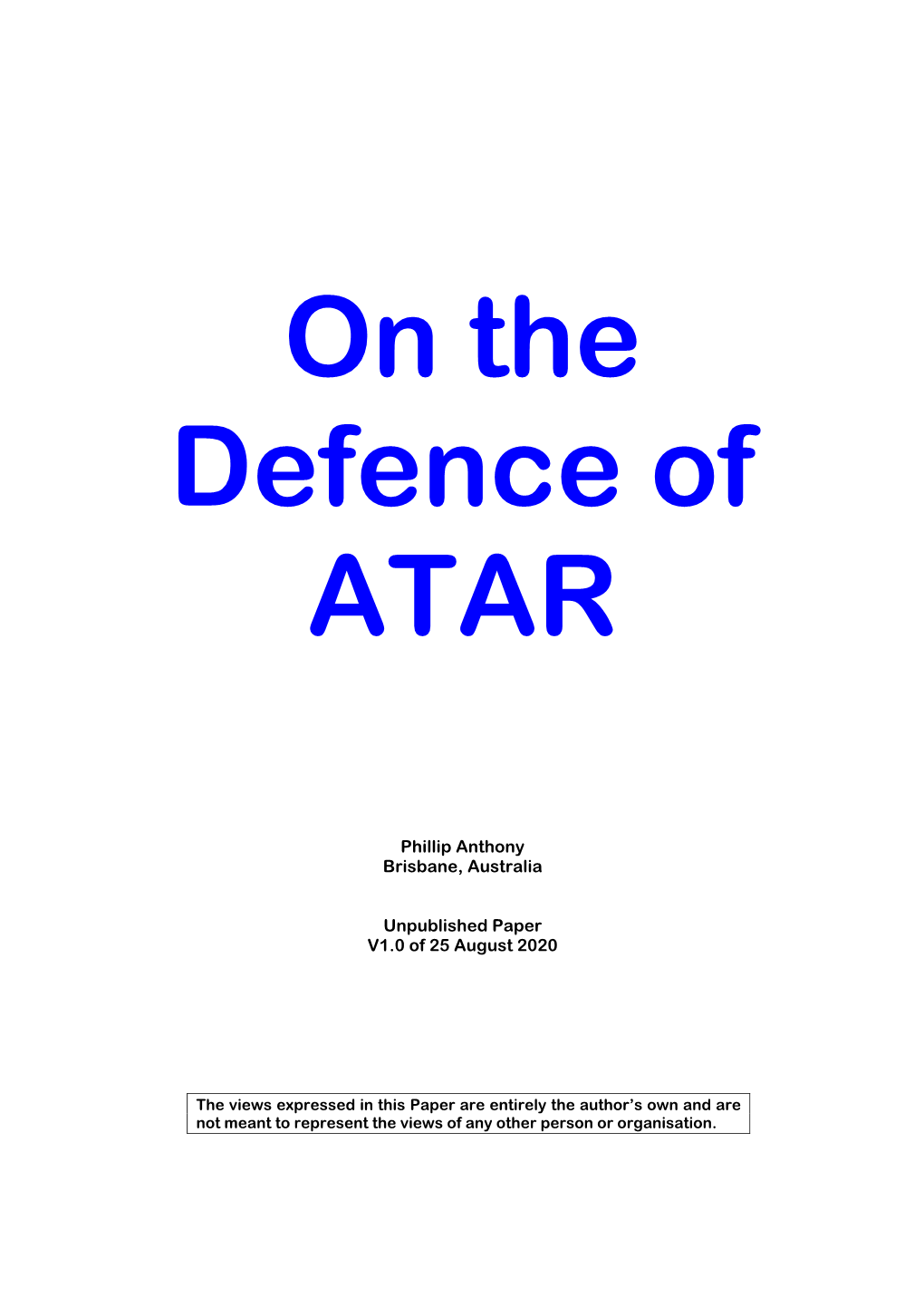 On the Defence of ATAR