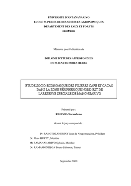 UNIVERSITE D'antananarivo ECOLE SUPERIEURE DES SCIENCES AGRONOMIQUES DEPARTEMENT DES EAUX ET FORETS Wwzxx