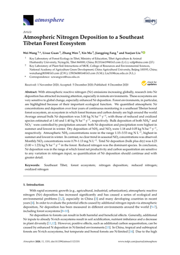 Atmospheric Nitrogen Deposition to a Southeast Tibetan Forest Ecosystem