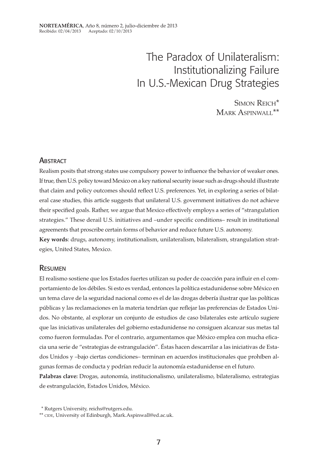 Institutionalizing Failure in US-Mexican Drug Strategies