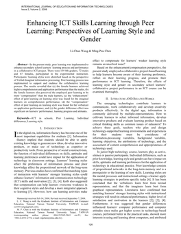 Enhancing ICT Skills Learning Through Peer Learning: Perspectives of Learning Style and Gender